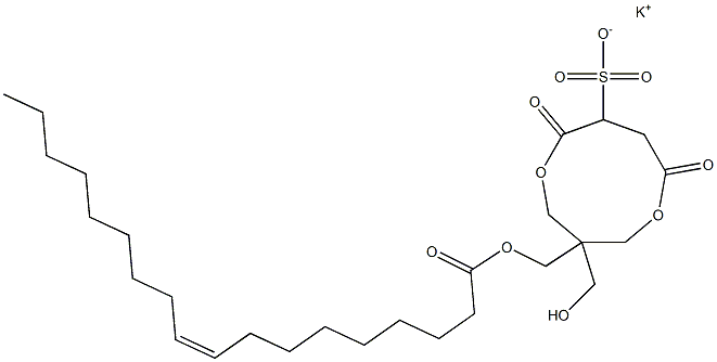 1-[[[(9Z)-1-Oxo-9-octadecenyl]oxy]methyl]-1-(hydroxymethyl)-4,7-dioxo-3,8-dioxacyclononane-6-sulfonic acid potassium salt 结构式