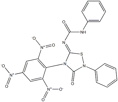 2-Phenyl-4-picryl-5-[(phenylcarbamoyl)imino]-1,2,4-thiadiazolidin-3-one 结构式