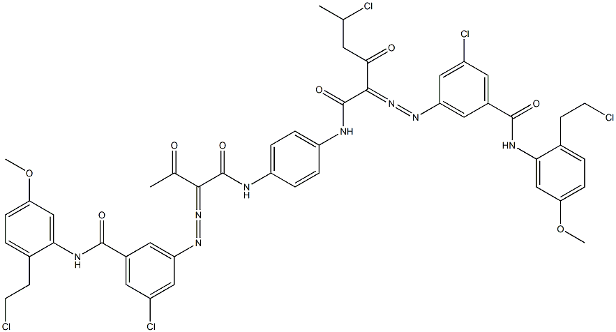 3,3'-[2-(1-Chloroethyl)-1,4-phenylenebis[iminocarbonyl(acetylmethylene)azo]]bis[N-[2-(2-chloroethyl)-5-methoxyphenyl]-5-chlorobenzamide] 结构式