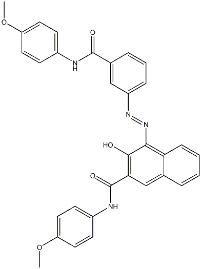 4-[[3-[[(4-Methoxyphenyl)amino]carbonyl]phenyl]azo]-3-hydroxy-N-(4-methoxyphenyl)-2-naphthalenecarboxamide 结构式