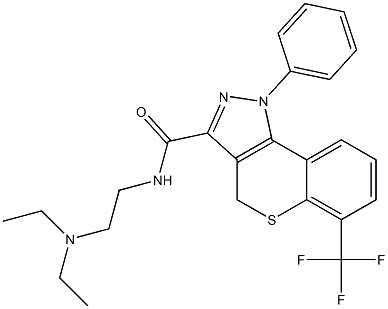 N-[2-(Diethylamino)ethyl]-6-(trifluoromethyl)-1-phenyl-4H-[1]benzothiopyrano[4,3-c]pyrazole-3-carboxamide 结构式