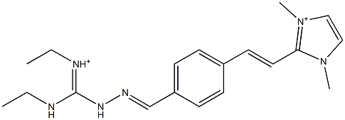 1,3-Dimethyl-2-[2-[4-[2-[ethyliminio(ethylamino)methyl]hydrazonomethyl]phenyl]ethenyl]-1H-imidazol-3-ium 结构式