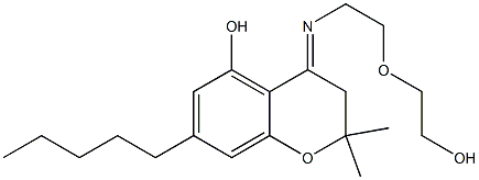 3,4-Dihydro-2,2-dimethyl-4-[2-(2-hydroxyethoxy)ethylimino]-7-pentyl-2H-1-benzopyran-5-ol 结构式