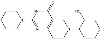 2-Piperidino-5,6,7,8-tetrahydro-6-(2-hydroxycyclohexyl)pyrido[4,3-d]pyrimidin-4(3H)-one 结构式