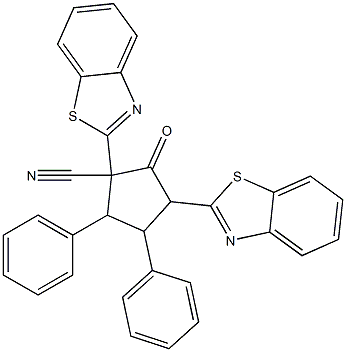 1,3-Bis(benzothiazol-2-yl)-2-oxo-4,5-bis(phenyl)cyclopentane-1-carbonitrile 结构式