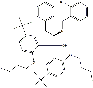 (R)-1,1-Bis[2-butoxy-5-(1,1-dimethylethyl)phenyl]-2-[[(E)-2-hydroxybenzylidene]amino]-3-phenyl-1-propanol 结构式