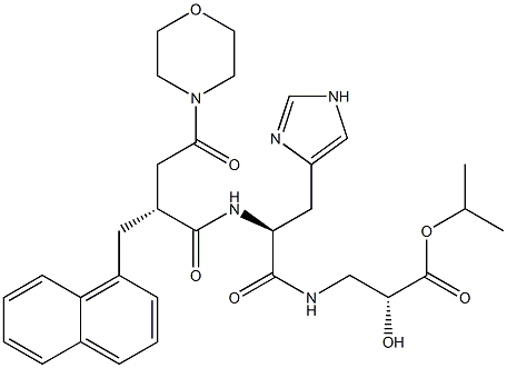 (2R)-3-[N-[(2R)-3-(Morpholinocarbonyl)-2-[(naphthalen-1-yl)methyl]propionyl]-L-histidyl]amino-2-hydroxypropanoic acid isopropyl ester 结构式