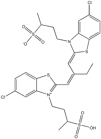 4-[[5-Chloro-2-[2-[[5-chloro-3-(3-sulfonatobutyl)benzothiazol-2(3H)-ylidene]methyl]-1-butenyl]benzothiazol-3-ium]-3-yl]-2-butanesulfonic acid 结构式