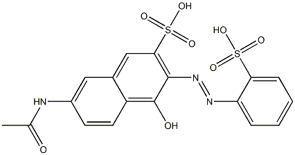 7-Acetylamino-4-hydroxy-3-(2-sulfophenylazo)-2-naphthalenesulfonic acid 结构式