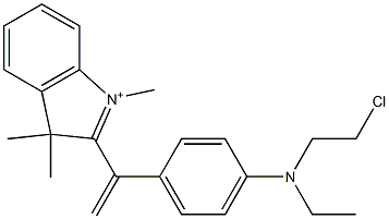 2-[1-[p-[N-Ethyl-N-(2-chloroethyl)amino]phenyl]vinyl]-1,3,3-trimethyl-3H-indolium 结构式