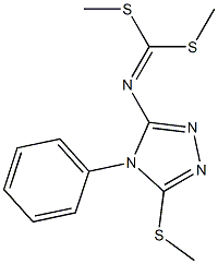 (4-Phenyl-3-methylthio-4H-1,2,4-triazol-5-yl)imidodithiocarbonic acid dimethyl ester 结构式