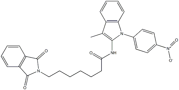 N-[1-(4-Nitrophenyl)-3-methyl-1H-indol-2-yl]-7-(1,3-dioxoisoindolin-2-yl)heptanamide 结构式