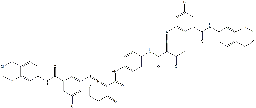 3,3'-[2-(Chloromethyl)-1,4-phenylenebis[iminocarbonyl(acetylmethylene)azo]]bis[N-[4-(chloromethyl)-3-methoxyphenyl]-5-chlorobenzamide] 结构式