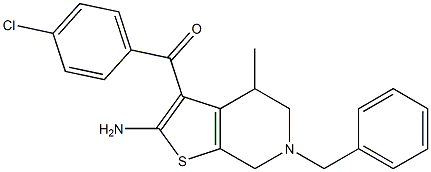 2-Amino-3-(4-chlorobenzoyl)-4,5,6,7-tetrahydro-4-methyl-6-benzylthieno[2,3-c]pyridine 结构式