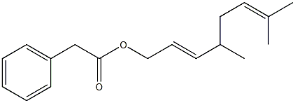 Phenylacetic acid 4,7-dimethyl-2,6-octadienyl ester 结构式