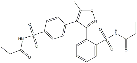 N-((4-(5-methyl-3-(2-(N-propionylsulfamoyl)phenyl)isoxazol-4-yl)phenyl)sulfonyl)propionamide 结构式