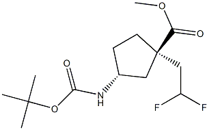 (1R,3R)-methyl 3-((tert-butoxycarbonyl)amino)-1-(2,2-difluoroethyl)cyclopentanecarboxylate 结构式