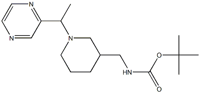 tert-Butyl ((1-(1-(pyrazin-2-yl)ethyl)piperidin-3-yl)methyl)carbamate 结构式