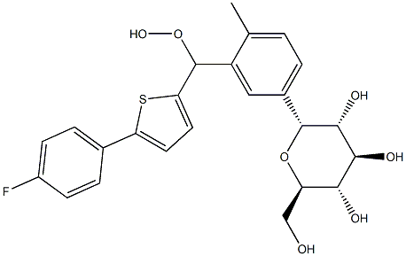 (2R,3R,4R,5S,6R)-2-(3-((5-(4-fluorophenyl)thiophen-2-yl)(hydroperoxy)methyl)-4-methylphenyl)-6-(hydroxymethyl)tetrahydro-2H-pyran-3,4,5-triol 结构式