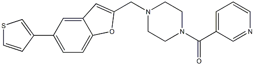 1-(PYRIDIN-3-YLCARBONYL)-4-([5-(3-THIENYL)-1-BENZOFURAN-2-YL]METHYL)PIPERAZINE 结构式