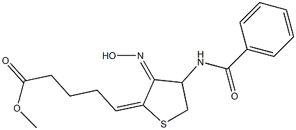 METHYL (5E)-5-[(3Z)-4-(BENZOYLAMINO)-3-(HYDROXYIMINO)DIHYDRO-2(3H)-THIENYLIDENE]PENTANOATE 结构式