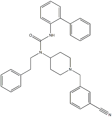 N'-BIPHENYL-2-YL-N-[1-(3-CYANOBENZYL)PIPERIDIN-4-YL]-N-(2-PHENYLETHYL)UREA 结构式