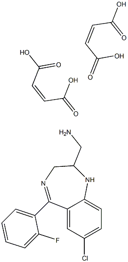 7-氯-5-(2-氟苯基)-2-氨甲基-2,3-二氢-1H-1,4苯并二氮杂卓二马来酸盐 结构式