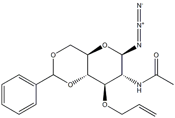 2-乙酰氨基-3-O-烯丙基-4,6-O-亚苄基-2-脱氧-Β-D-吡喃葡萄糖基叠氮化物 结构式