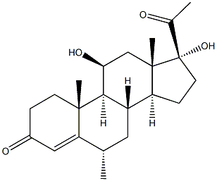 6A-METHYL-11B,17A,-DIHYDROXYPREGNA-4-ENE-3,20-DIONE 结构式