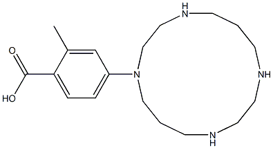 4-(1,4,8,11-tetraazacyclotetradec-1-yl)methylbenzoic acid 结构式