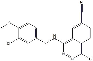 1-chloro-4-((3-chloro-4-methoxybenzyl)amino)-6-phthalazinecarbonitrile 结构式