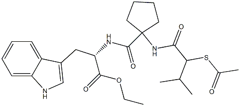 N-((1-((2-acetylmercapto-3-methyl-1-oxobutyl)amino)-1-cyclopentyl)carbonyl)tryptophan ethyl ester 结构式