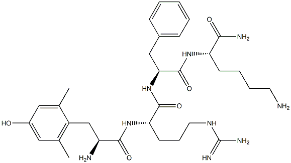 2',6'-dimethyltyrosyl-arginyl-phenylalanyl-lysinamide 结构式