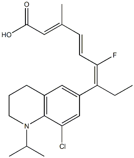 7-(1-(1-methylethyl)-8-chloro-1,2,3,4-tetrahydroquinolin-6-yl)-6-fluoro-3-methyl-2,4,6-nonatrienoic acid 结构式