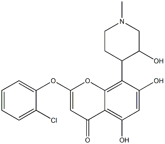 2-(2-chlorophenoxy)-5,7-dihydroxy-8-(3-hydroxy-1-methyl-4-piperidinyl)-4H-1-benzopyran-4-one 结构式