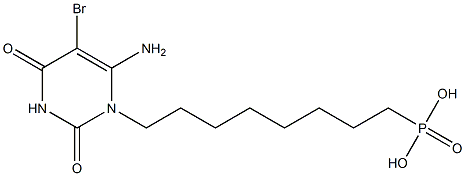 6-amino-5-bromo-1-(8-phosphonooctyl)uracil 结构式