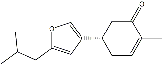 (5S)-2-methyl-5-[5-(2-methylpropyl)-3-furyl]cyclohex-2-en-1-one 结构式