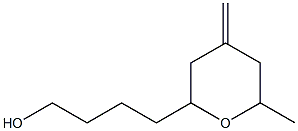 4-(6-methyl-4-methylidene-oxan-2-yl)butan-1-ol 结构式