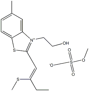 3-(2-羟乙基)-2-(2-甲基硫-1-丁烯基)-5-甲基苯并噻唑鎓甲基硫酸盐 结构式