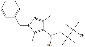 3-hydroxy-2,3-dimethylbutan-2-yl hydrogen 1-benzyl-3,5-dimethyl-1H-pyrazol-4-ylboronate 结构式