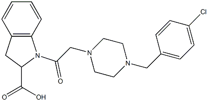 1-{2-[4-(4-CHLORO-BENZYL)-PIPERAZIN-1-YL]-ACETYL}-2,3-DIHYDRO-1H-INDOLE-2-CARBOXYLIC ACID 结构式