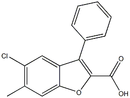 5-CHLORO-6-METHYL-3-PHENYL-1-BENZOFURAN-2-CARBOXYLIC ACID 结构式