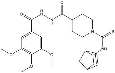 N1-bicyclo[2.2.1]hept-5-en-2-yl-4-{[2-(3,4,5-trimethoxybenzoyl)hydrazino]carbonyl}piperidine-1-carbothioamide 结构式