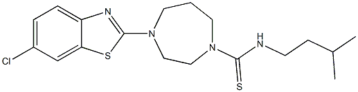 N1-isopentyl-4-(6-chloro-1,3-benzothiazol-2-yl)-1,4-diazepane-1-carbothioamide 结构式