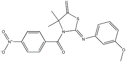 {2-[(3-methoxyphenyl)imino]-4,4-dimethyl-5-methylidene-1,3-thiazolan-3-yl}(4-nitrophenyl)methanone 结构式