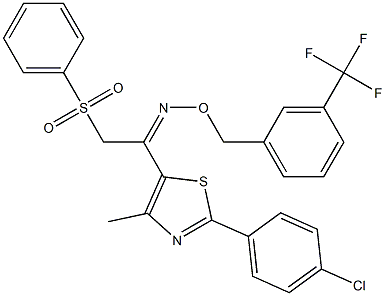 1-[2-(4-chlorophenyl)-4-methyl-1,3-thiazol-5-yl]-2-(phenylsulfonyl)-1-ethanone O-[3-(trifluoromethyl)benzyl]oxime 结构式