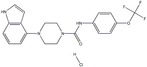 4-(1H-indol-4-yl)-N-[4-(trifluoromethoxy)phenyl]tetrahydropyrazine-1(2H)-carboxamide hydrochloride 结构式