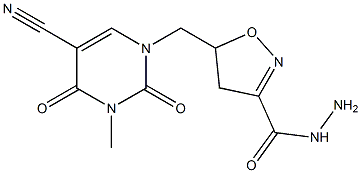 5-{[5-cyano-3-methyl-2,4-dioxo-3,4-dihydro-1(2H)-pyrimidinyl]methyl}-4,5-dihydro-3-isoxazolecarbohydrazide 结构式
