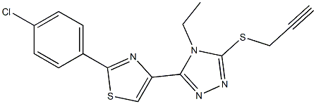 3-[2-(4-chlorophenyl)-1,3-thiazol-4-yl]-4-ethyl-5-(2-propynylsulfanyl)-4H-1,2,4-triazole 结构式