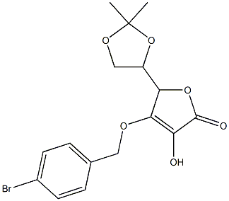 4-[(4-bromobenzyl)oxy]-5-(2,2-dimethyl-1,3-dioxolan-4-yl)-3-hydroxy-2(5H)-furanone 结构式